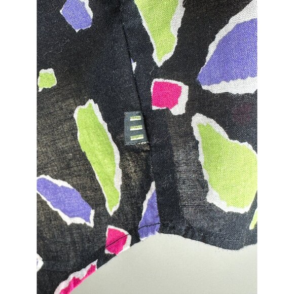 1980s Esprit Sport blouse shirt abstract flowers neon colors Size M/L - Picture 7 of 7